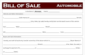 Mississippi Auto Bill of Sale