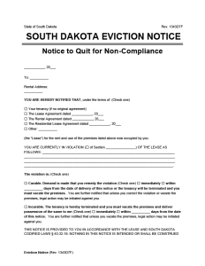 South Dakota Eviction Notice Form